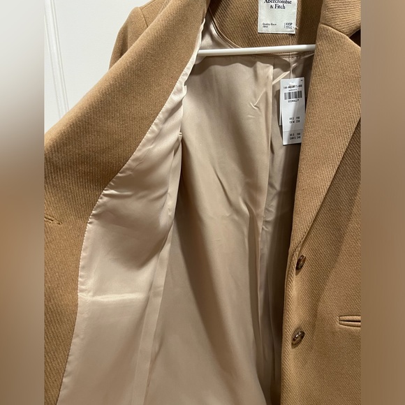 NWT abercrombie wool blend blazer coat in camel XXS P - Picture 4 of 14